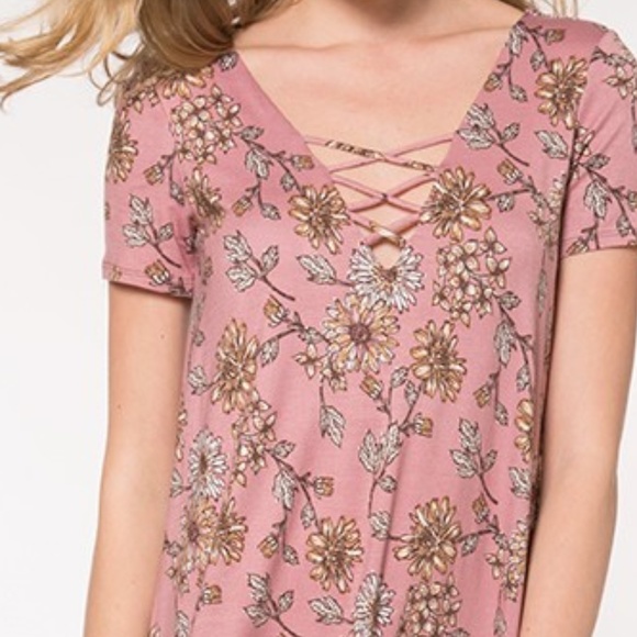 ☺ Boho Floral Print Lattice Cut Out Swing Dress - Picture 2 of 5